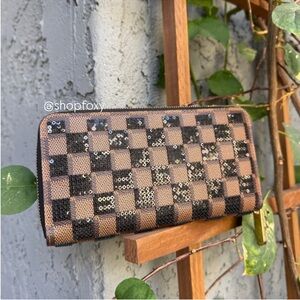 Louis Vuitton Damier Ebene Paillettes Zippy Wallet